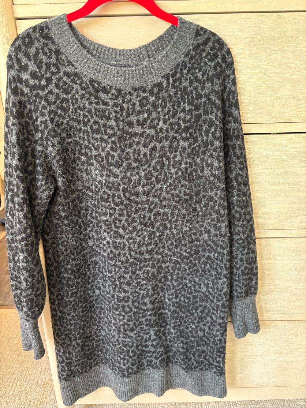 LOFT Charcoal Gray Leopard Crewneck Sweater